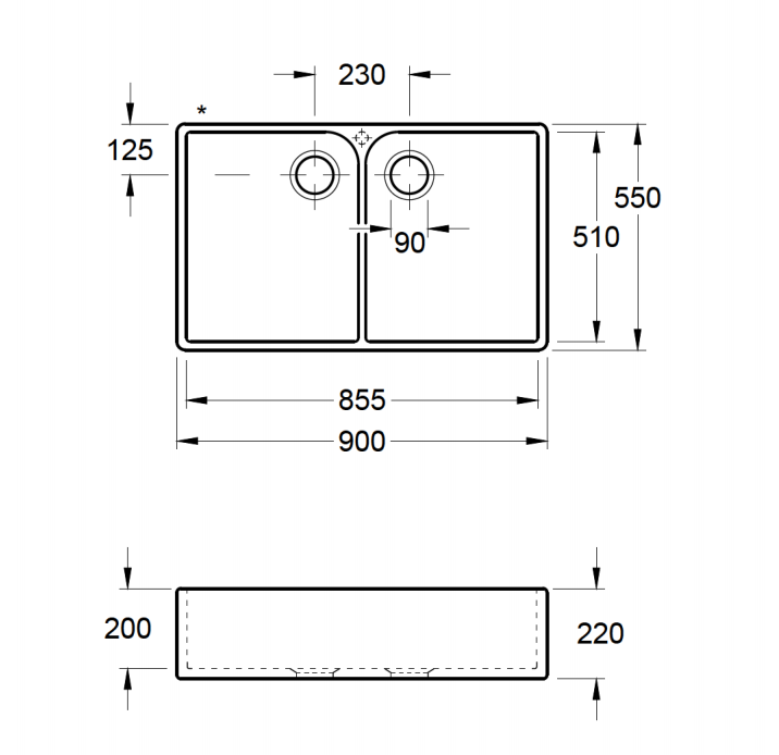 Villeroy & Boch 90 X Double Sink Ceramic Pure Black