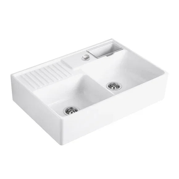 Villeroy & Boch 632391R1 Double Ceramic Sink White Including Rotary Knob Control