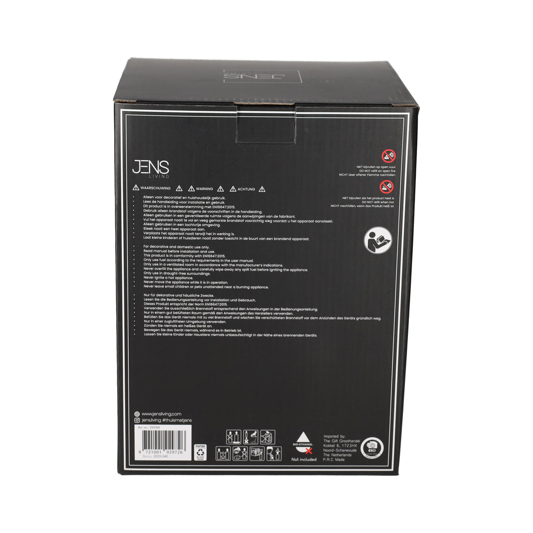 Zila Table Fireplace Black