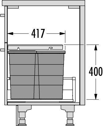Hailo AS Allegro 350 28/13/13 – 54L Triple Bin Drawer Waste System Dark Gray