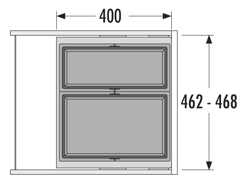 Hailo AS Cargo Synchro 500 - Système de déchets coulissant à deux bacs gris