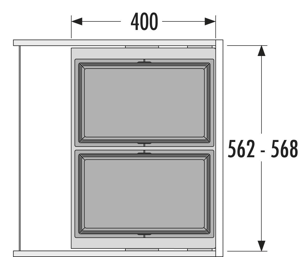 Hailo AS Cargo Synchro 600 - Doble Contenedor Deslizante 28L Gris Oscuro