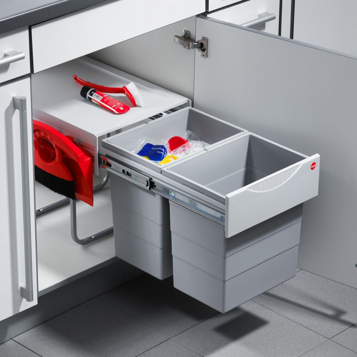 Hailo AS Raumspar Tandem Comfort 20/20/KS – Dual Bin Waste System Gray