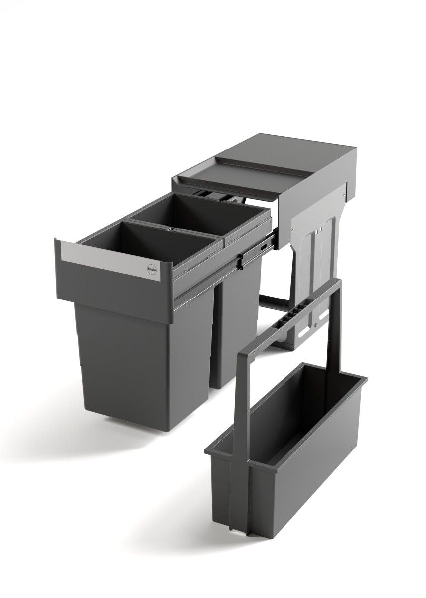 Hailo AS Tandem 13/13 – Dual Bin Pull-Out Waste System Dark Gray
