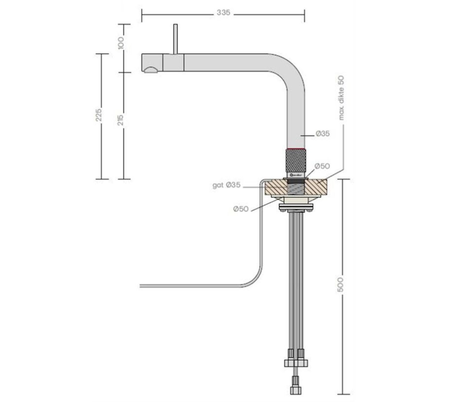 Quooker Front med COMBI+ panna 3-i-1 kran rostfritt stål