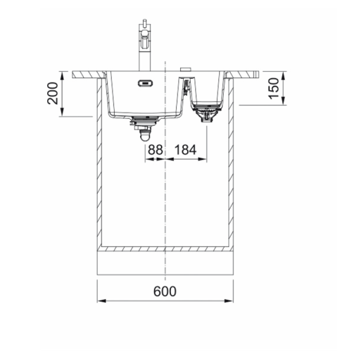 Franke Maris MRG 160-34-15 Sink black edition with small bowl right Fragranite Undermount