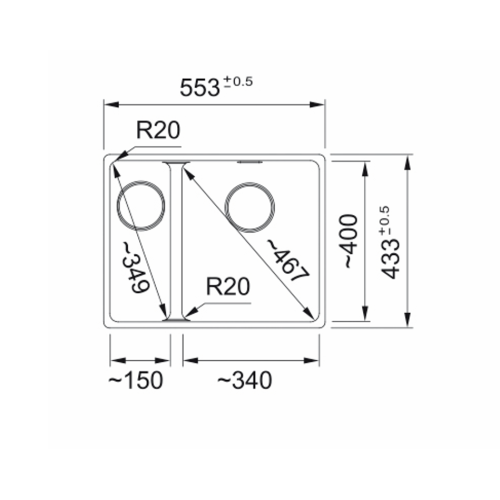 Franke Maris MRG 260-34-15 Sink black edition with small bowl left Fragranite Flush-mount or Undermount