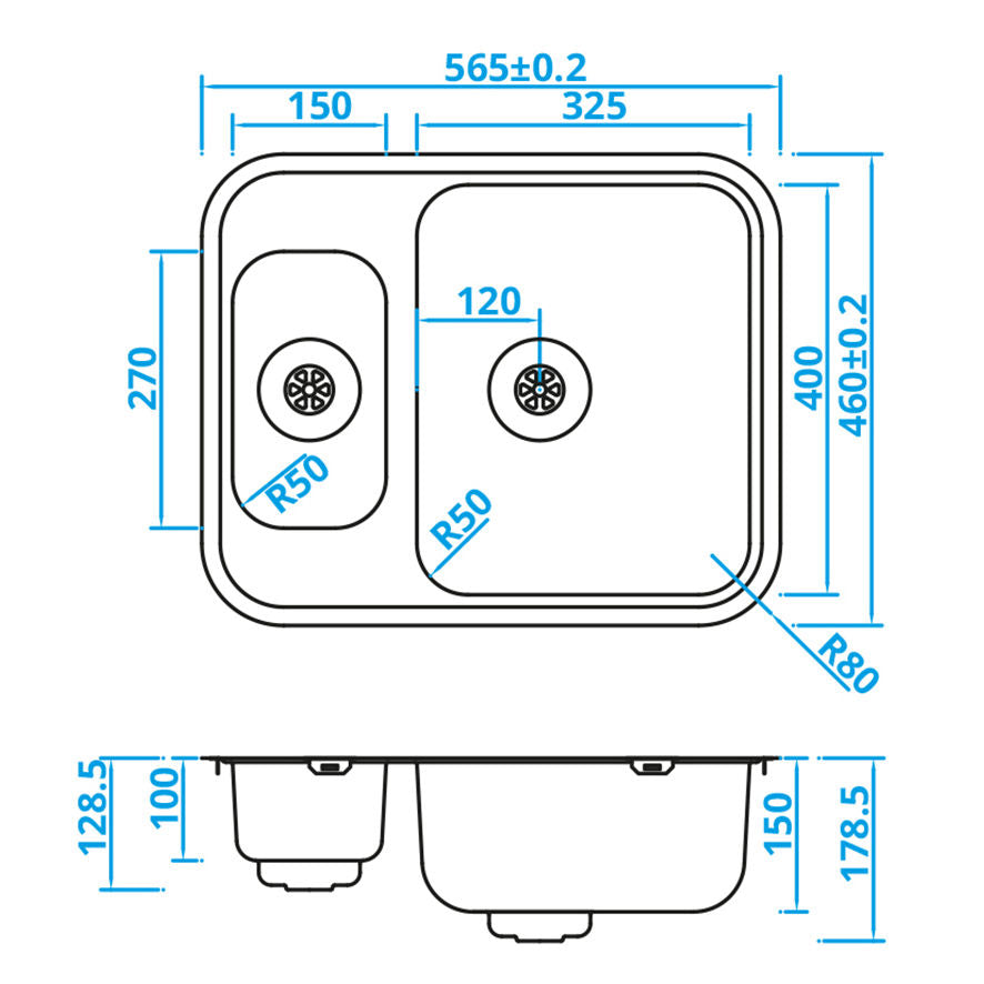 CARESSI CABLPP1532R50 Stainless Steel Sink
