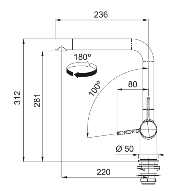 Franke Active L Kitchen Faucet Matte Black 1150653371