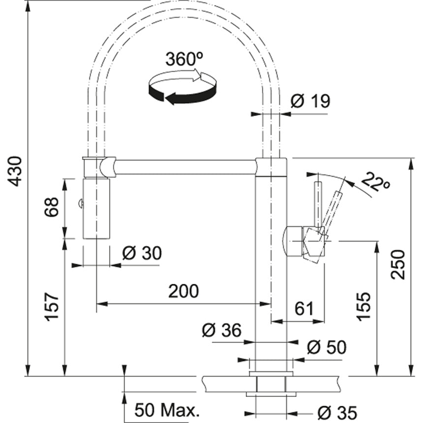 Franke Pescara Kitchen Faucet Stainless Steel 1150472960