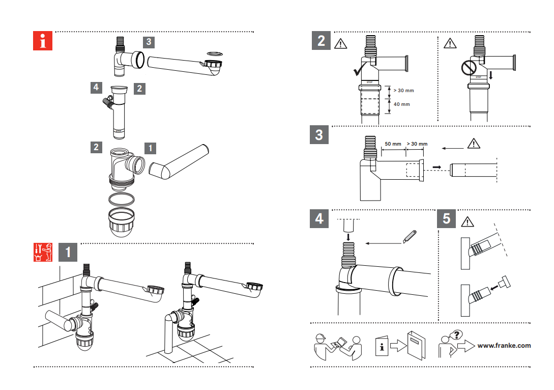 Franke Spazio 1 Siphon and Drain Set for Single Sink