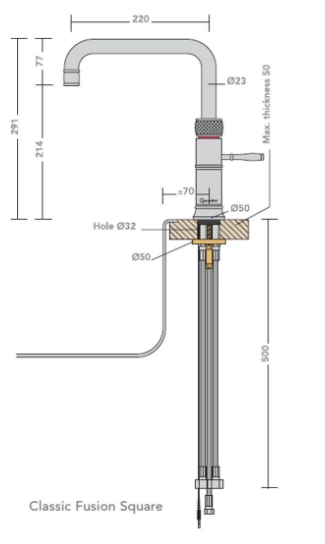 Quooker Classic Fusion Square Loose Faucet