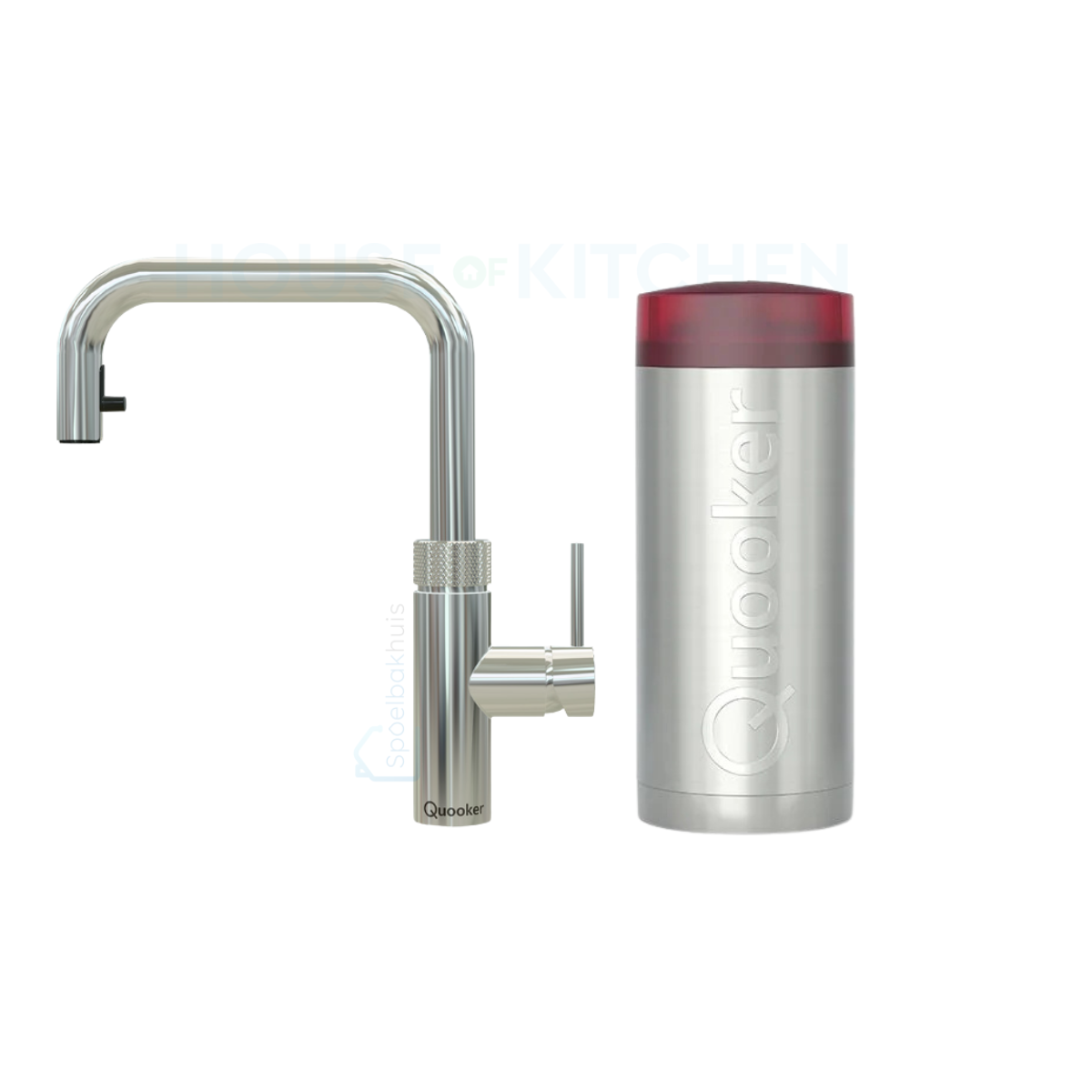 Quooker Flex Square COMBI+ - Chrome avec tuyau extractible