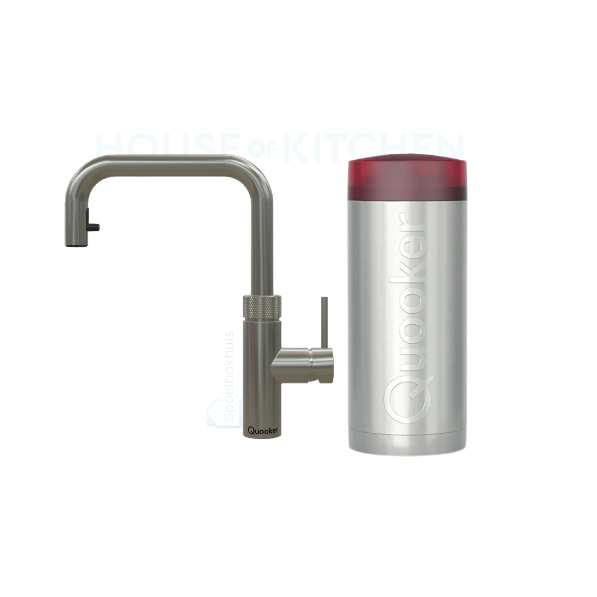 Quooker Flex Square COMBI+ in Gun Metal Kitchen with Pull-Out Hose