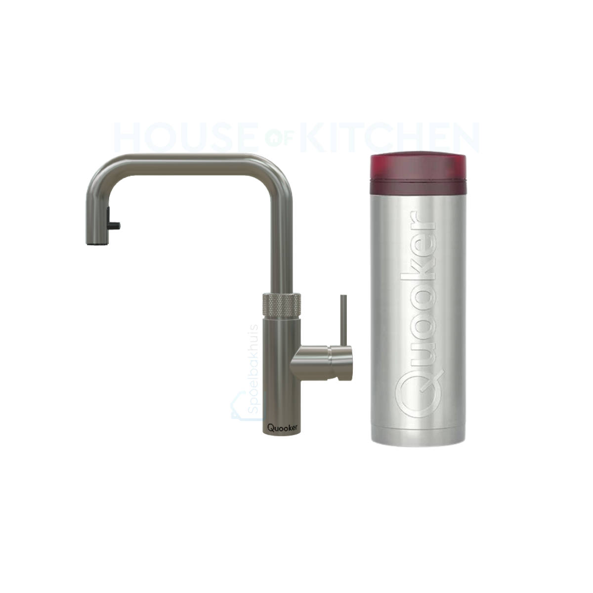 Quooker Flex Square PRO3 in Gun Metal with Pull-Out Hose