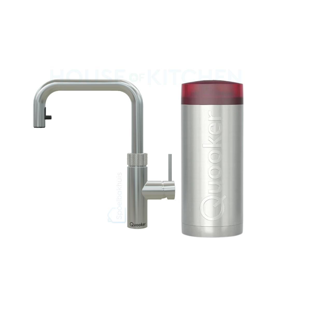 Quooker Flex Square COMBI - Edelstahl mit ausziehbarem Schlauch