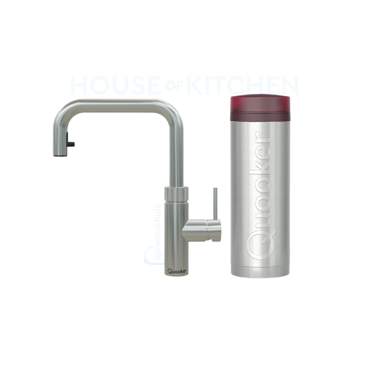 Quooker Flex Square PRO3 in Stainless Steel with Pull-Out Hose