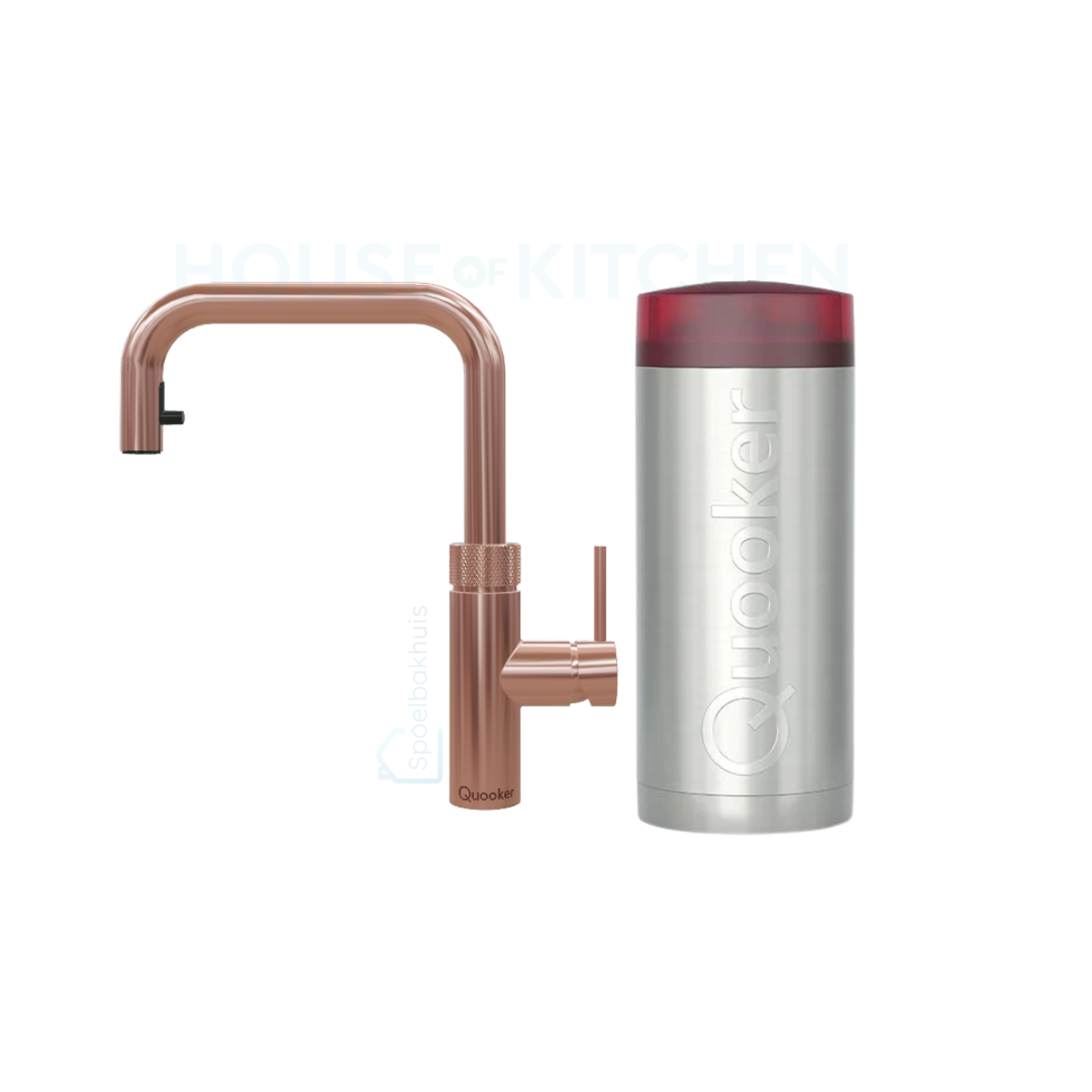 Quooker - Flex Square COMBI+ in Rosé Copper with Pull-Out Hose