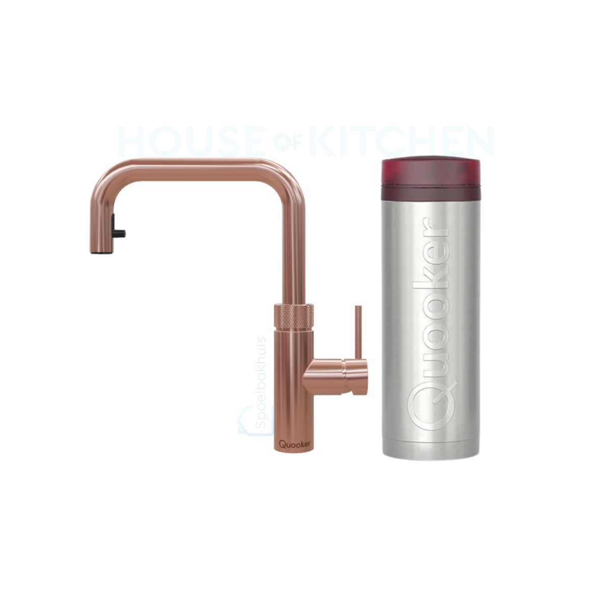Quooker Flex Square PRO3 in Rose Copper with Pull-Out Hose