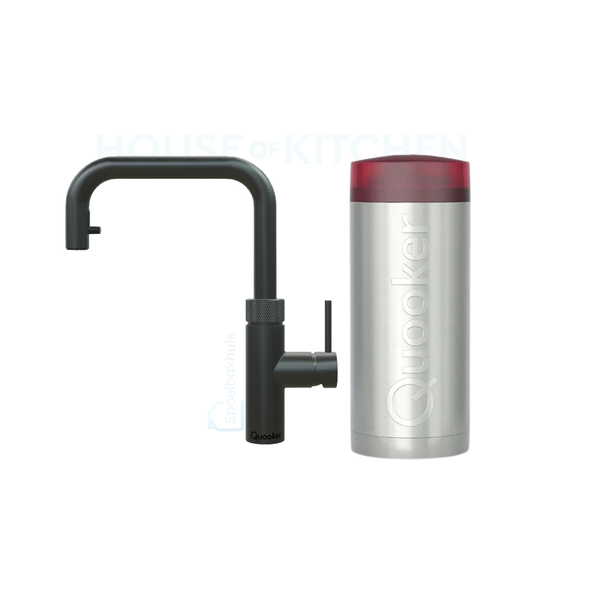 Quooker Flex Square COMBI+ in Black with Pull-Out Hose