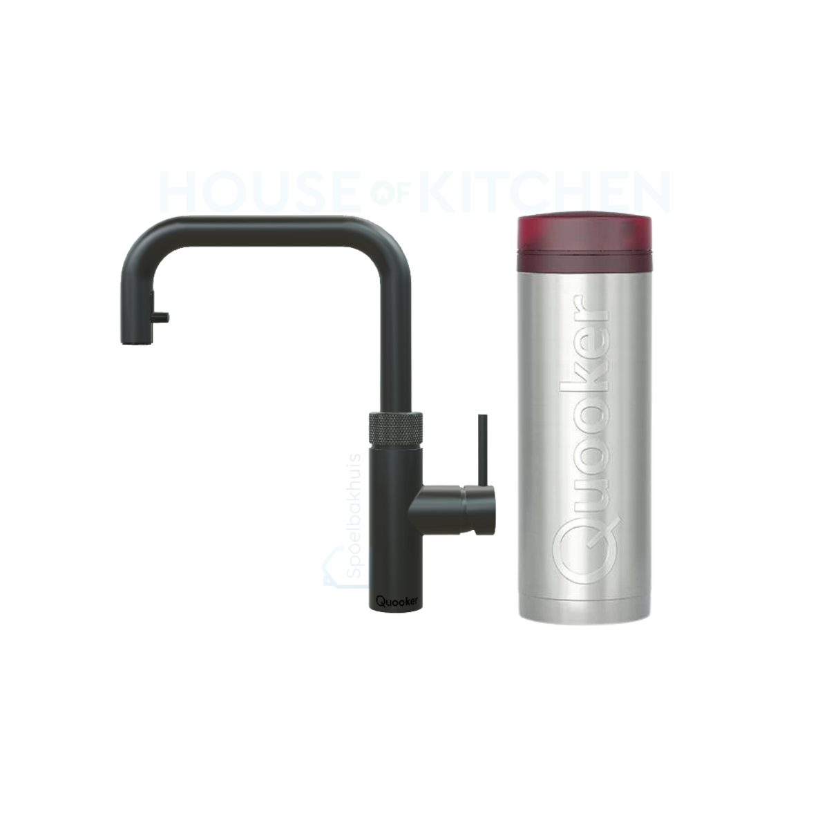 Quooker Flex Square PRO3 in Black with Pull-Out Hose