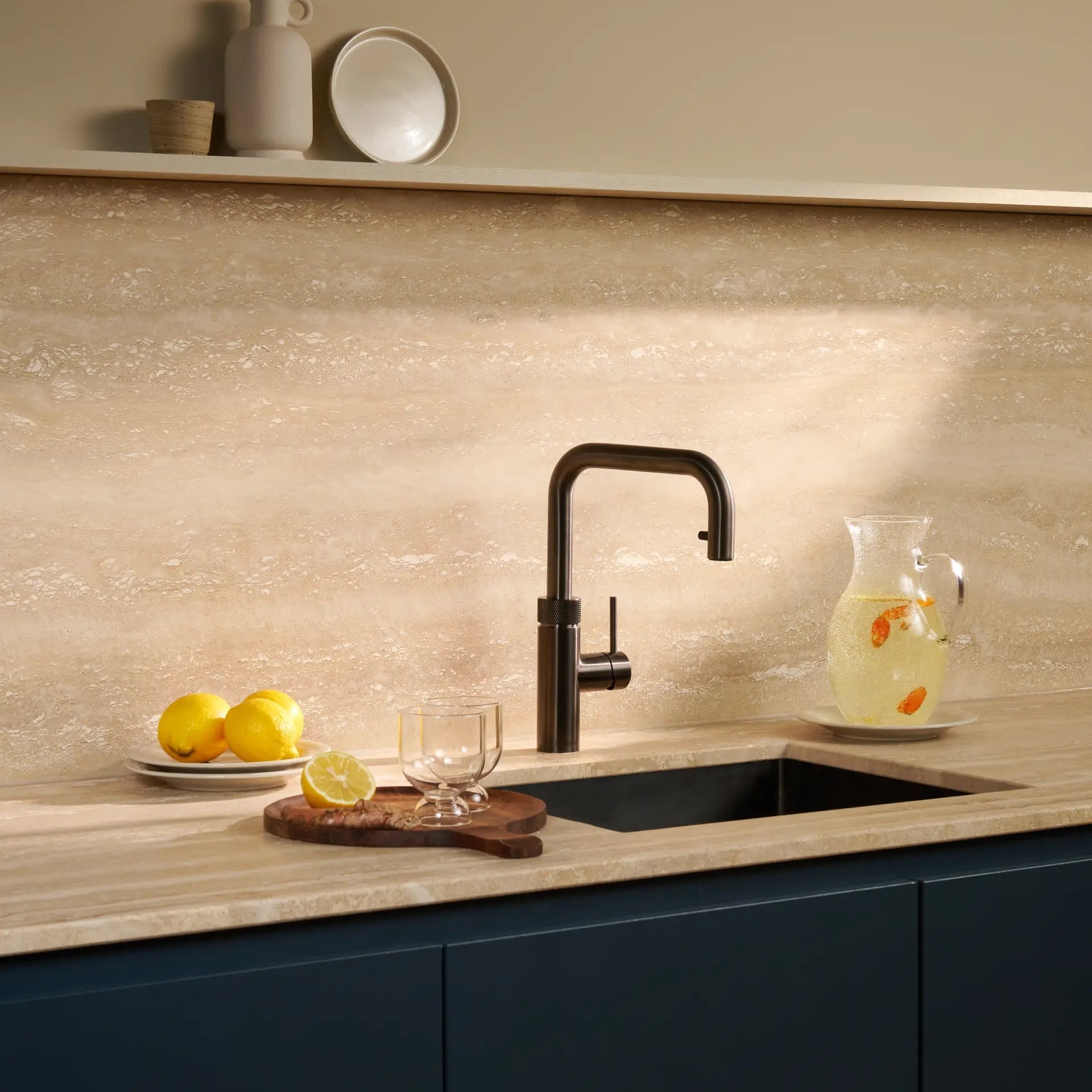 Quooker Flex Square COMBI Tap - Gun Metal with Pull-Out Hose 1