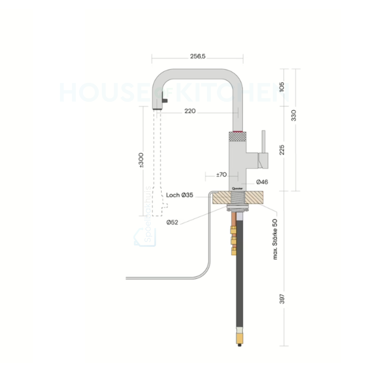 Quooker Flex Square COMBI Tap - Instant Boiling Water Tap with Retractable Hose 3