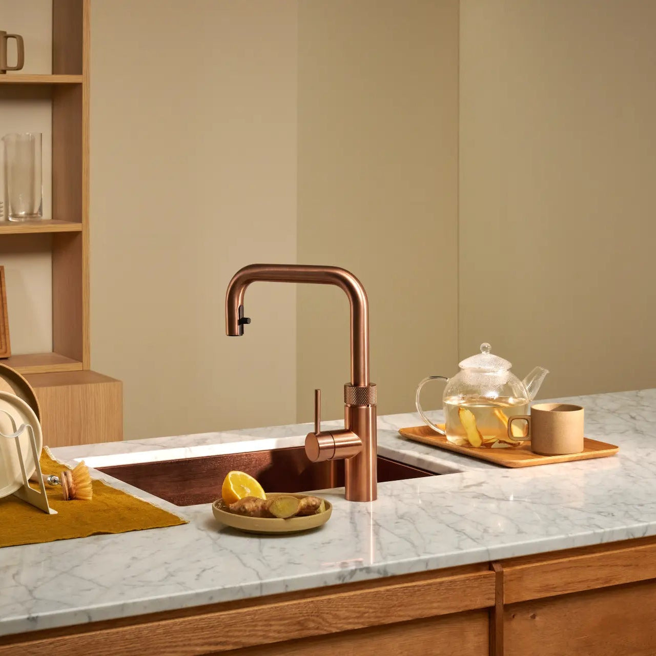 Quooker Tap - Flex PRO3 Square Rosé Copper Boiling Water Tap with Extendable Hose 1