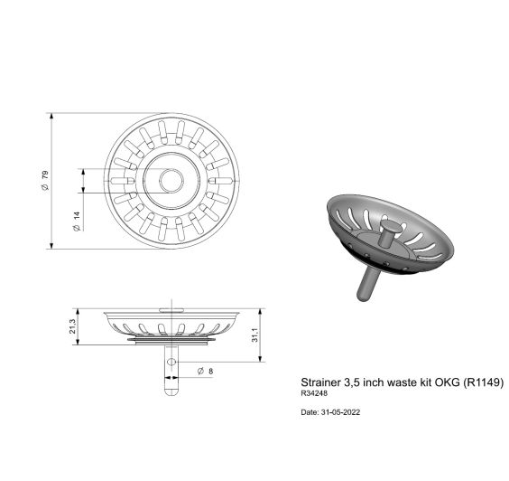 Reginox drain plug / basket plug R1149