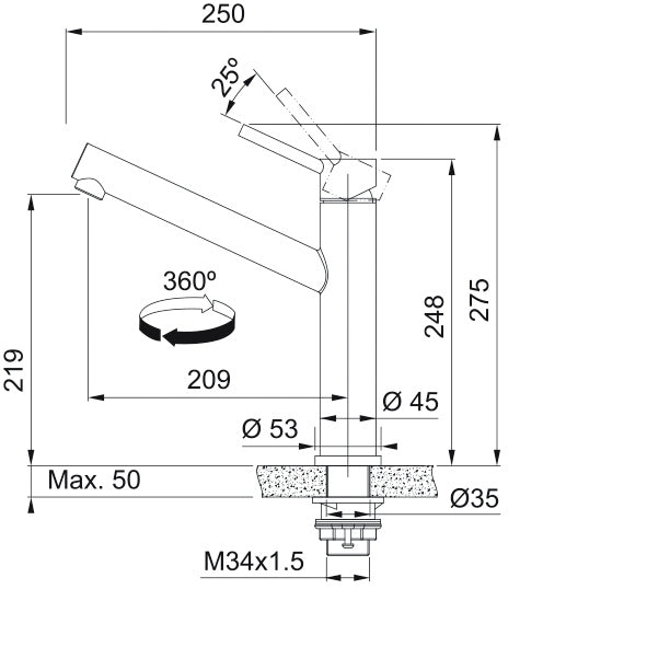 Franke Orbit Tower Kitchen Faucet Stainless Steel 1150600928