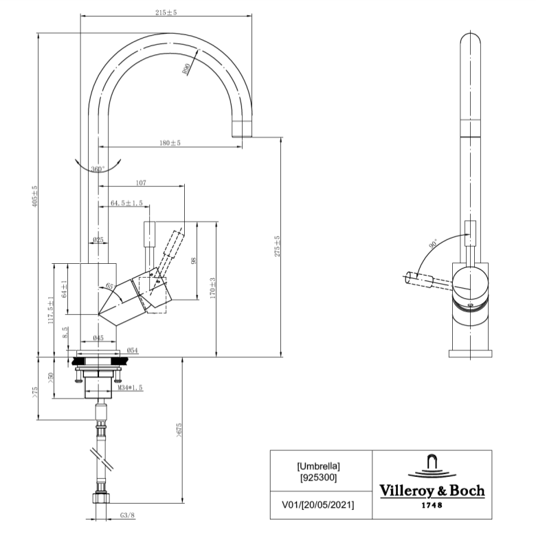 Villeroy & Boch Umbrella Kitchen Faucet Anthracite
