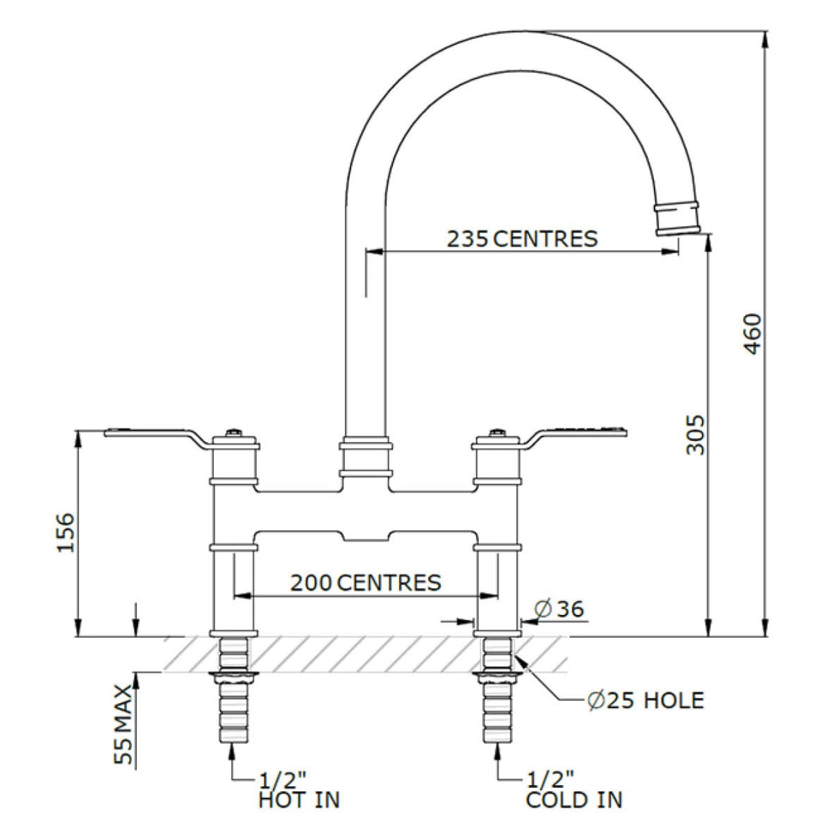 Perrin & Rowe Armstrong 4593 Two-lever 2-hole Kitchen Faucet Nickel Matte