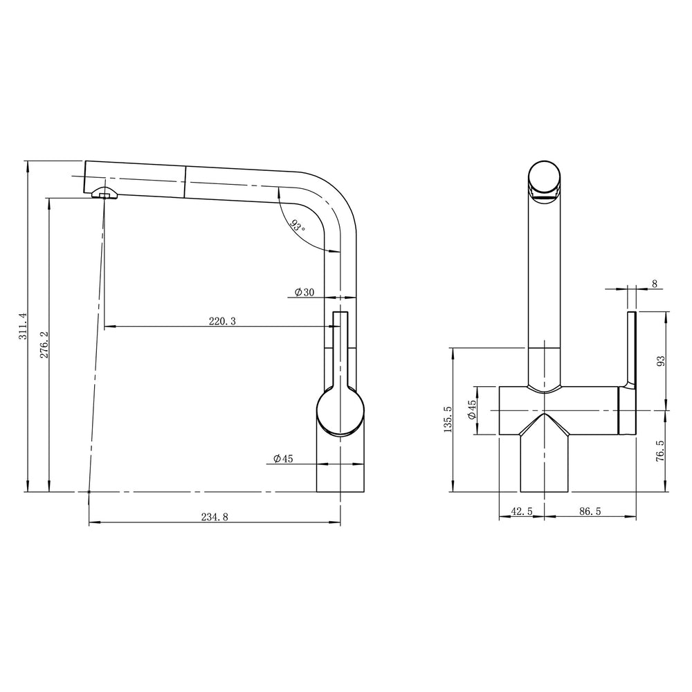 Caressi CA1108IU ECO Grifo de cocina de acero inoxidable