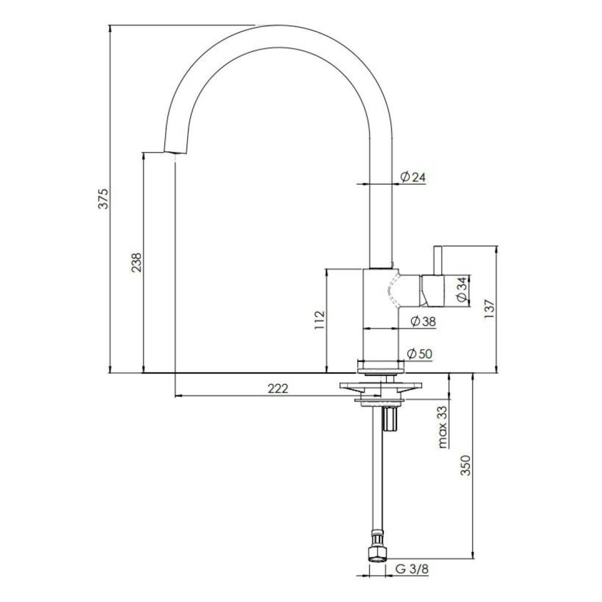 Alpha Cuci 96113 Kitchen Faucet Gunmetal