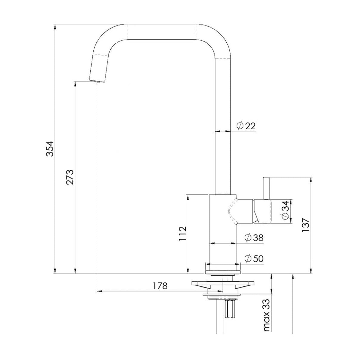Alpha Cuci 96123 Kitchen Faucet Gold