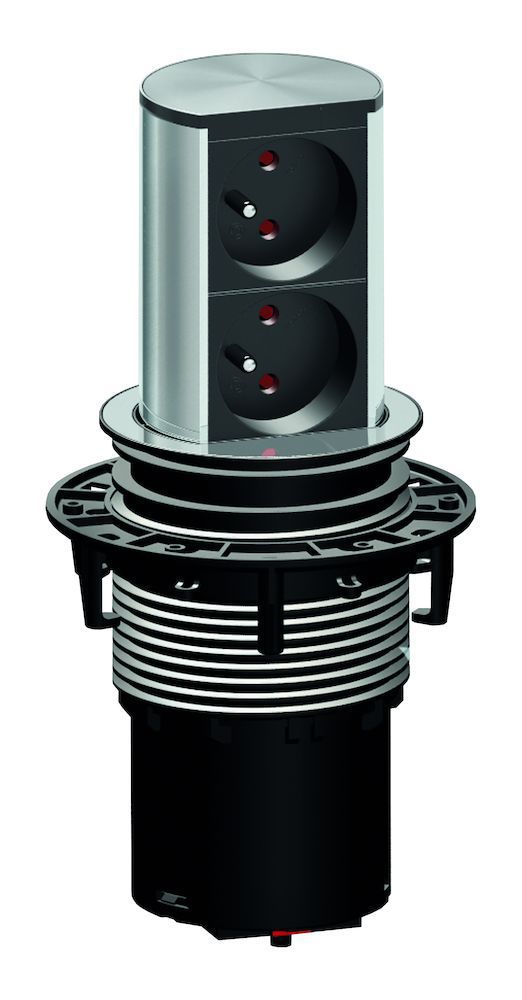 Bachmann Elevator 2st uttag Bachmann rostfritt stål/svart