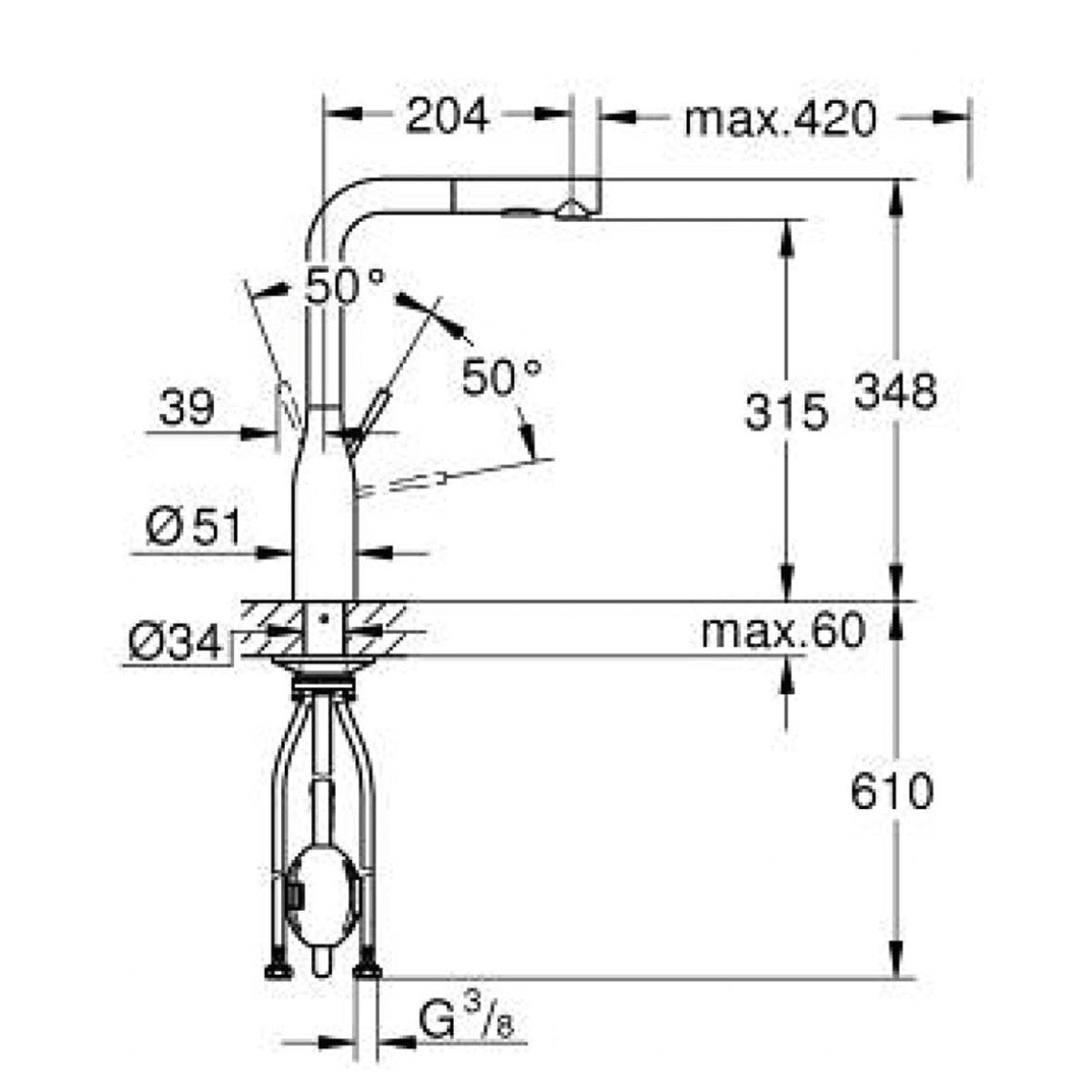 Grohe Essence 30504KFO Kraan Phantom zwart