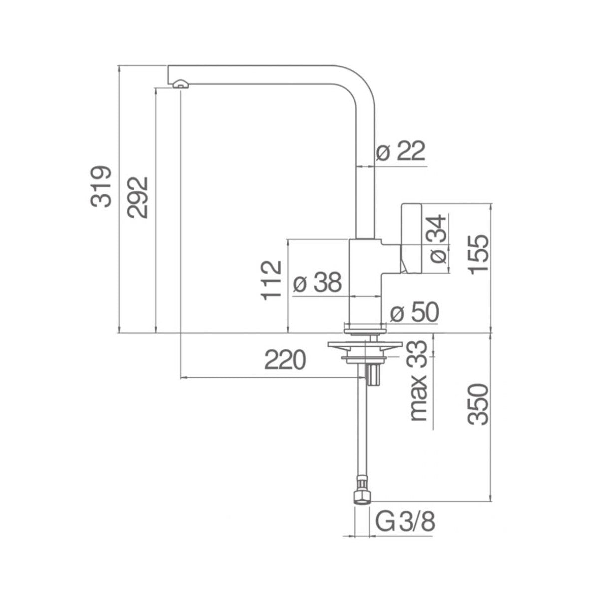 Alpha Flag 6133 Kitchen Faucet Stainless Steel