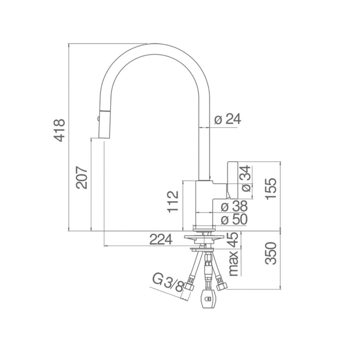 Alpha Flag 6137 Kitchen Faucet Chrome