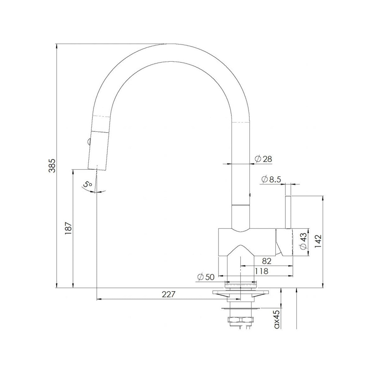 Alpha Live 0237 Kitchen Faucet Stainless steel-look