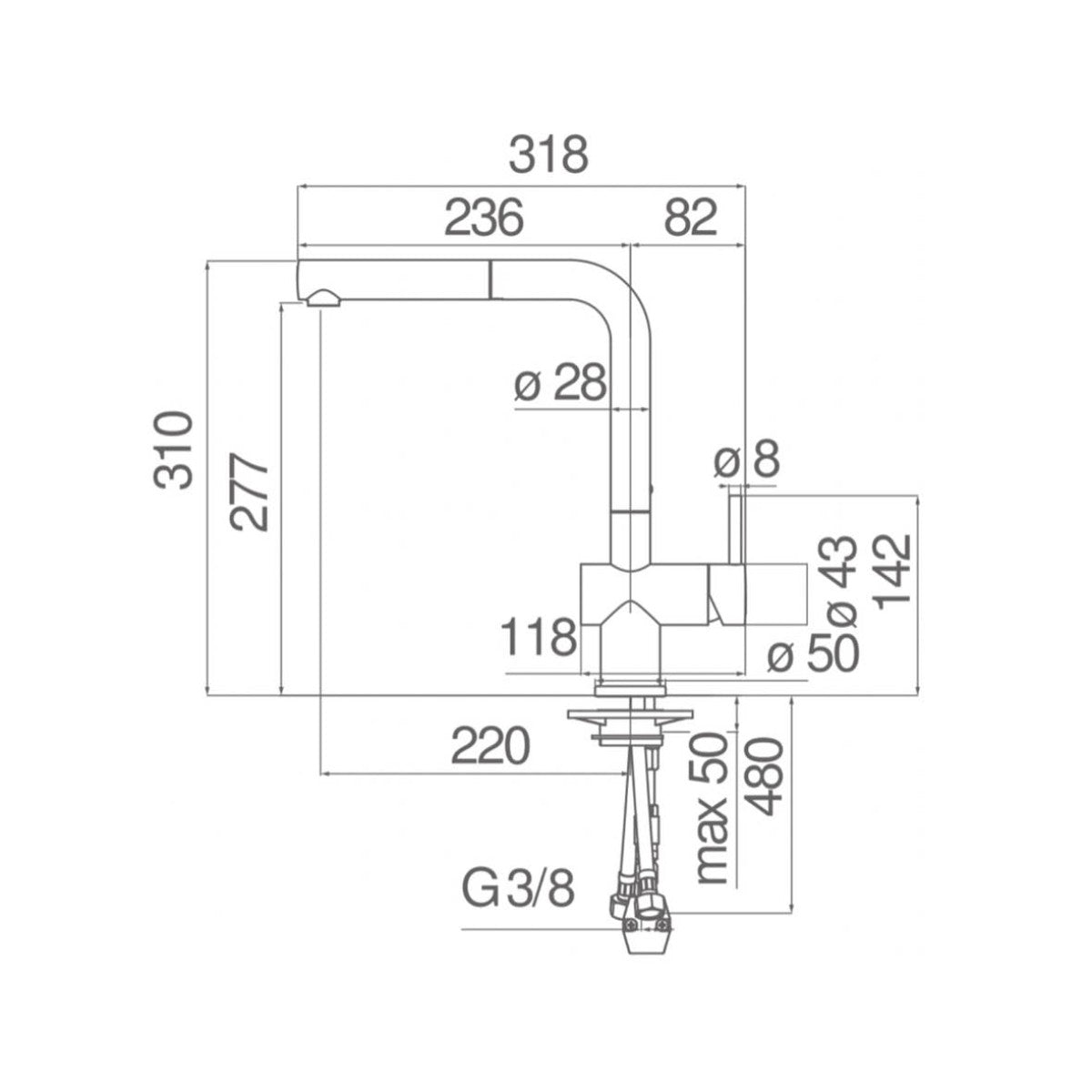 Alpha Live 8193 Kitchen Faucet Gun Metal