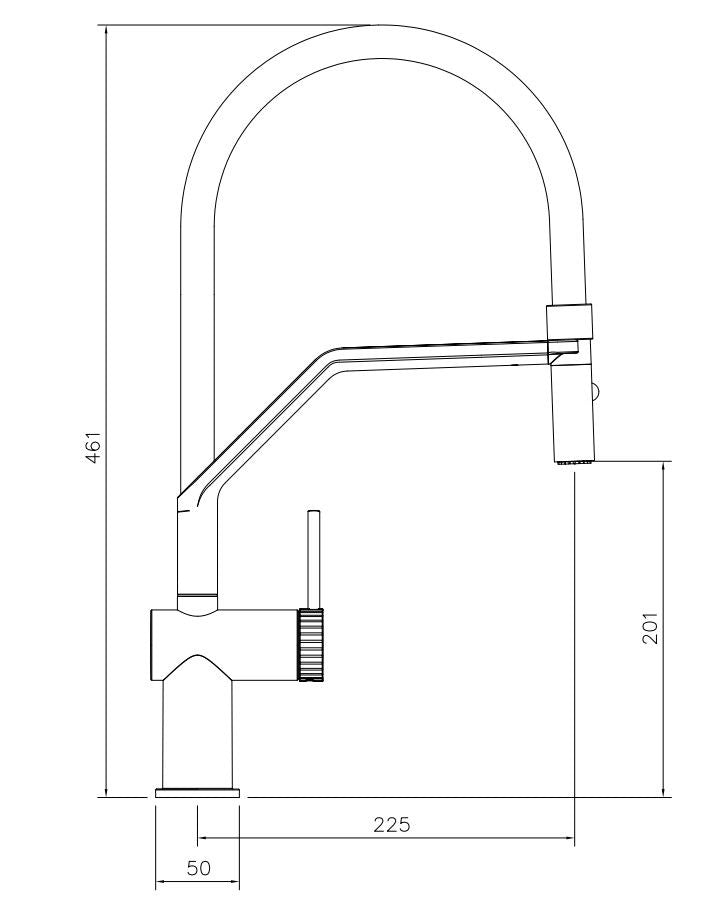 Abode Fraction semi pro Kitchen Faucet Stainless steel-look