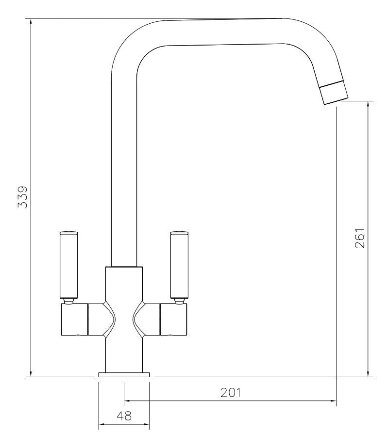 Abode Globe 2 hendel Hoekige Tweehendel Kraan Chroom