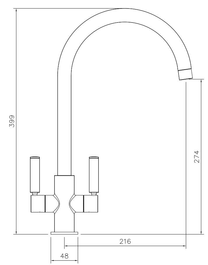 Abode Globe 2 handtag rund tvågrepps köksblandare krom