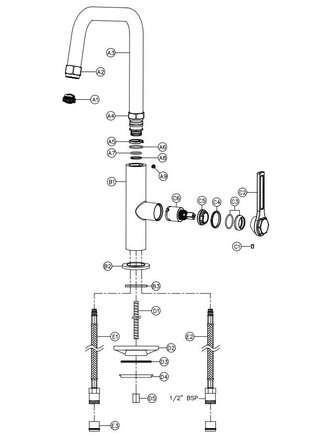 Abode Hex Kitchen Faucet Antique Brass