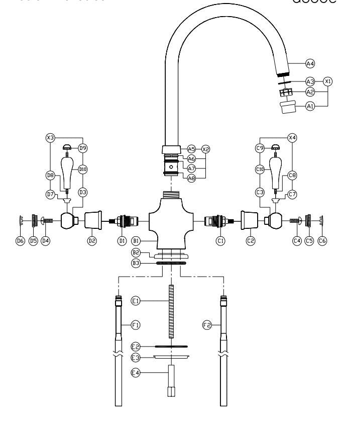 Abode Ludlow Tweehendel Keuken Kraan Antiek Messing