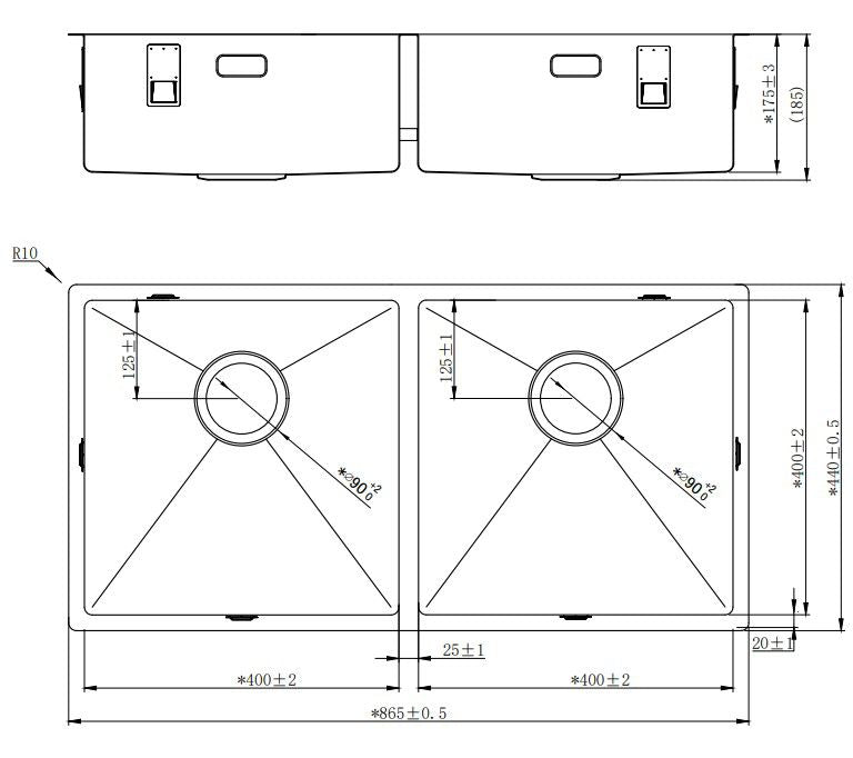 Alpha
R - Sink stainless steel Surface or Undermount or Flush mount