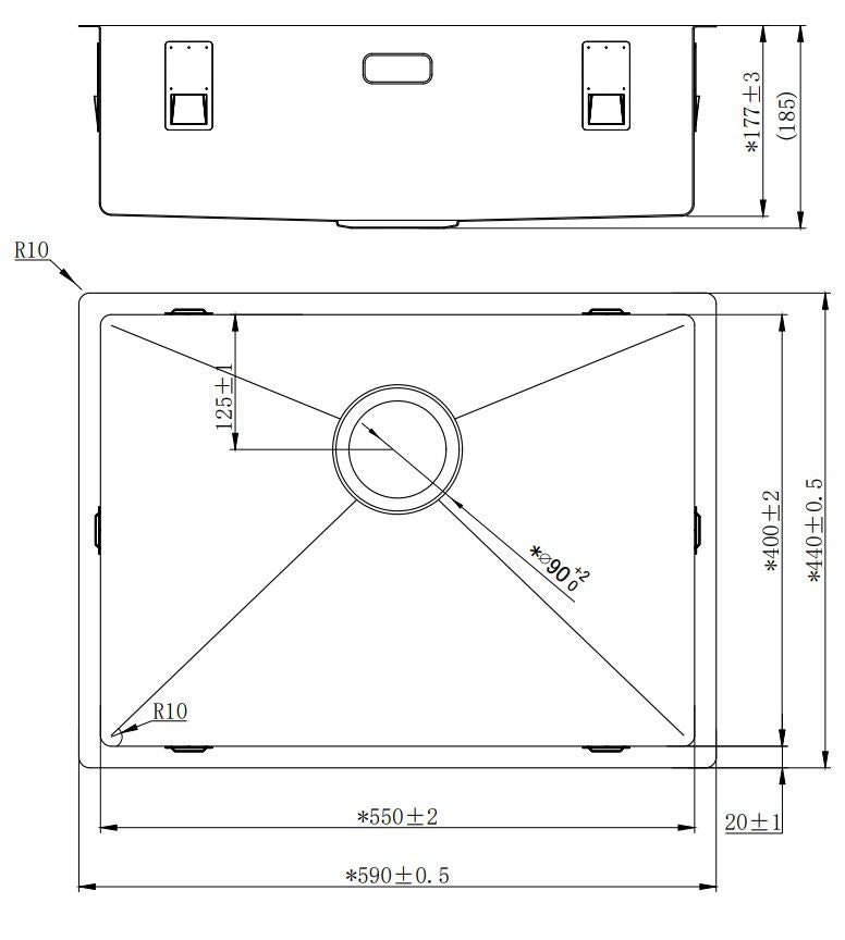Alpha
R-55 Sink Stainless Steel Surface or Undermount or Flush Mount