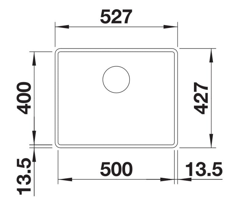 Blanco Subline 500-F Sink Black Granite Flush Mounted
