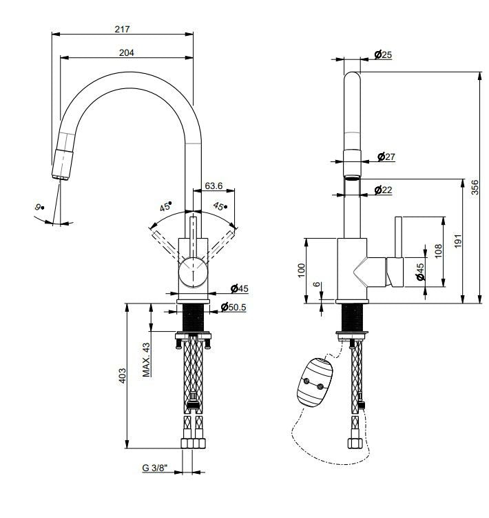 802 Stainless Steel Kitchen Faucet Stainless/Black